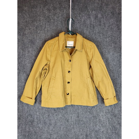 Madewell Women's Button Down Jacket Women Size L Mustard Yellow Chore Coat Work‎ - Picture 1 of 9